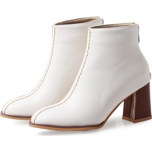 Big Size European and American round-headed boots Sexy high-heeled thick-heeled Martin boots