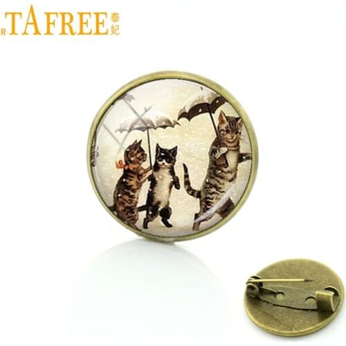 TAFREE Beautiful cartoon cat brooch jewelry fashion simple design supernatural steampunk cat animal brooches pins gift C722