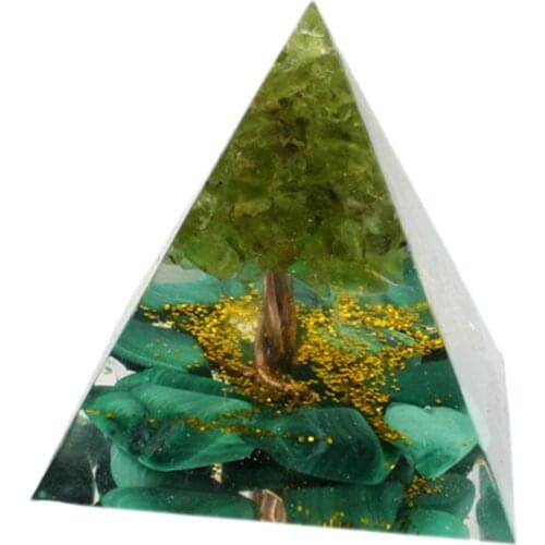 Boom Van Het Leven Piramide Mold Amethist Peridot Healing Crystal Energie Orgone Pyramide Emf Bescherming Meditatie Tool