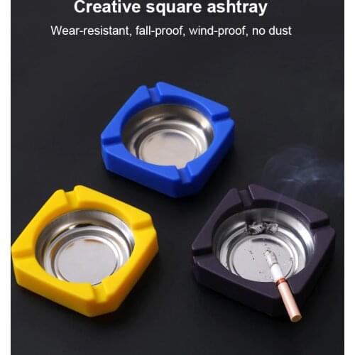 Household Detachable Rotatable Lid 360 Degree Free Rotation Stainless Steel Resistance Portable Cigarette Ashtray Accessories