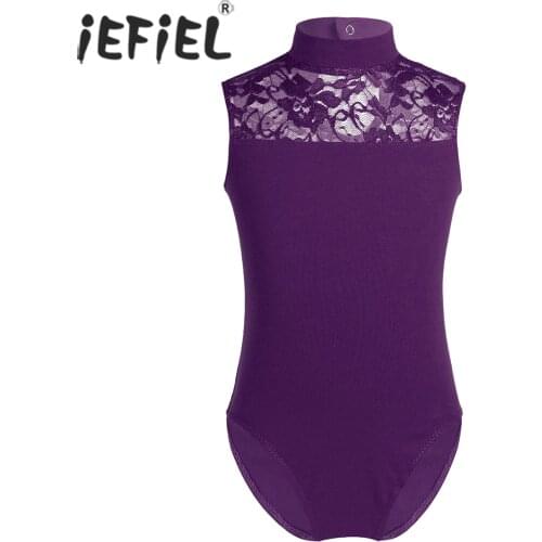 IEFiEL Teen Turtle Neck Lace Ballet Tutu Dancewear Kids Lyrical Dance Costumes Ballerina Gymnastics Leotard for Girls Bodysuit