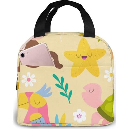Exotic Animal Collection Cooler Bag Portable Zipper Thermal Lunch Bag Convenient Lunch Box Tote Food Bag