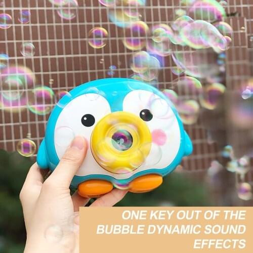 Electric Bubble Machine Automatic Bubble Camera Children Soap Bubbles Blower Electric Music Light Penguin Duck Toy For Kids Gift