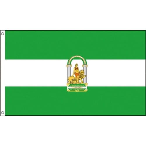 Xvggdg flag Andalusia Flag Spain State Flag 150X90CM banner 100D Polyester brass grommets custom flag