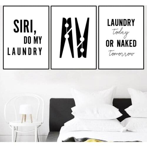 Canvas Painting Bathroom Decoration Quote Black White Clip Posters And Prints Laundry Room Wall Art Pictures Home Decor