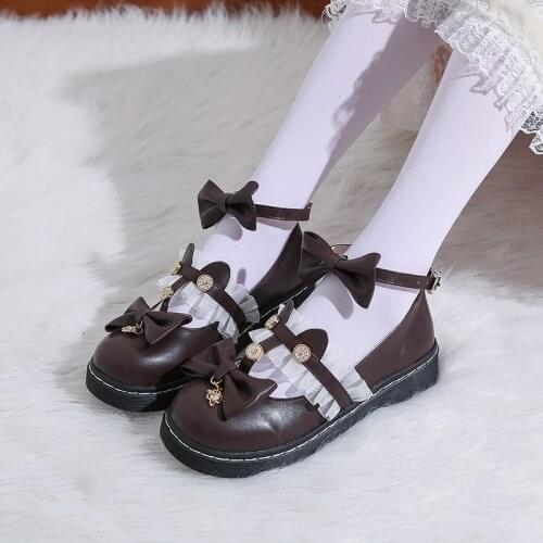 Kawaii Classic Lolita Shoes Jk Uniform Loli Female Japanese Soft Girl Student Sweet Cute Harujuku Cosplay Anime Bow Buckle Goth
