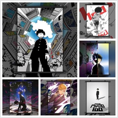 Mob Psycho 100 Kageyama Shigeo Reigen Arataka HD Print Wall Poster Scroll