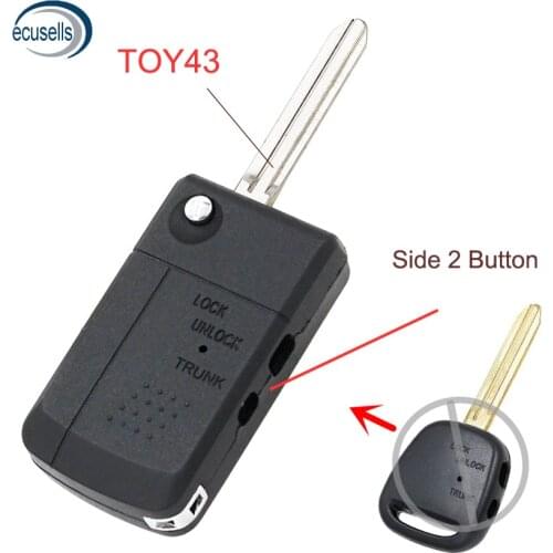 Modified Folding Flip Remote Key Shell Case for-TOYOTA Carina Estima Harrier Side 1 Button Side 2 Button TOY43 uncut blade