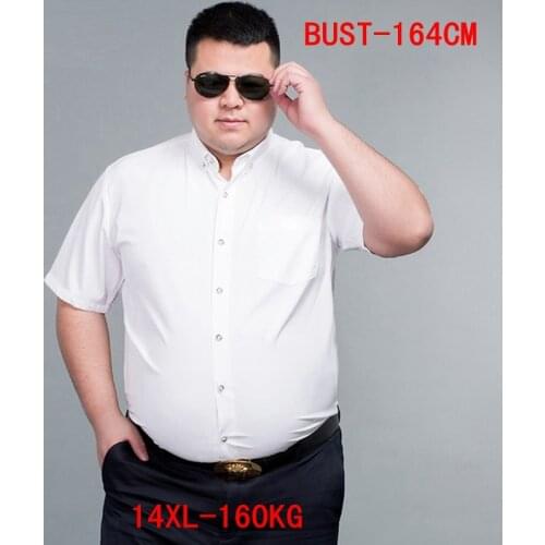 Mens Short Sleeve Big Shirt Large Size 10XL 11XL 12XL 13XL 14XL Business Office Comfortable Summer Lapel White Shirt 8XL 9XL