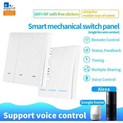 Wall Smart Switch White Wi-Fi mechanical phone APP Wall Smart Light Controller Work with Amazon alexa and Google assistant