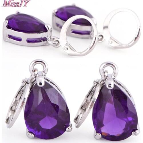 New Design Crystal Fashion Jewelry Gift Women/Girls Silver Plated And Purple Color Drop Dangle Earrings