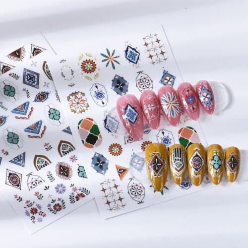New Product 3D Retro Ethnic Hollow Nail Sticker Gold Black Color Nail Art Decal Decoration DIY Nail Art Decoration CN(Origin)