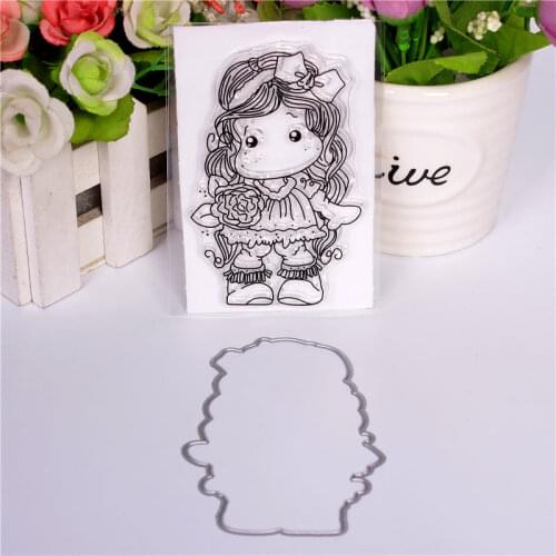 New Girl Cartoon Pattern Stamp And Metal Die Scrapbooking Alphabet Stamp Embossing Craft Making Silicone Transparent