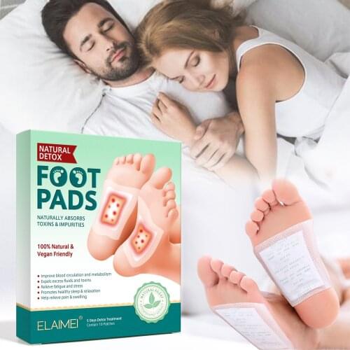 Box of 10 Foot Patches Moisture Removal Wormwood Bamboo Vinegar Ginger Foot Patches Improve Sleep Dehumidify Care for Beaut