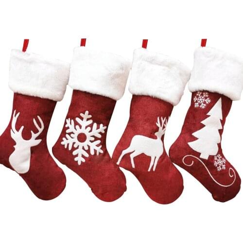 Christmas Socks Candy Gift Bag Cute Elk Embroidery Christmas Socks Christmas Pendants Christmas Ornaments