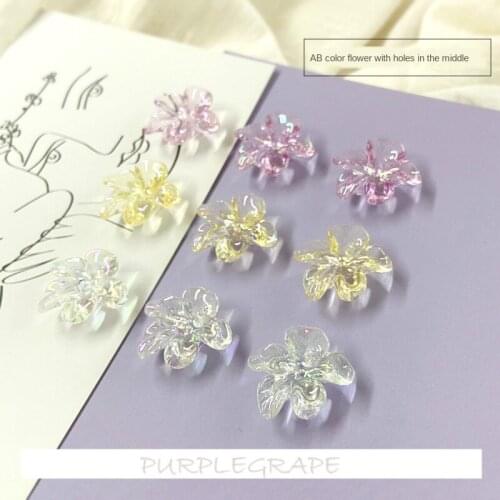 10pcs DIY Earrings Ear Stud Material Sweet All-match Colorful Acrylic Flower Shape Pendant Homemade Handmade Accessories