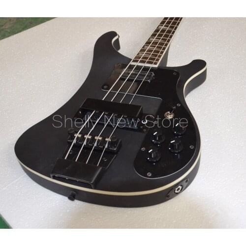 Shelly new store custom RK 4003 bass 4 strings rick black tremolo white binding electric bass guitar musical instrument shop