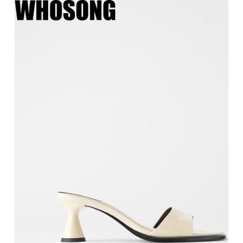 Women Slippers Woman Square Toe Slides Girls Thin Heels Ladies Outside Slides Female Beige Slides Brand Mules Zapatos De Mujer