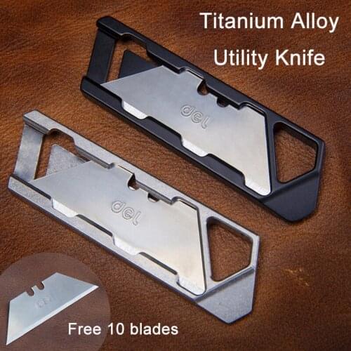 Titanium Alloy Push-pull Utility Knife Portable Paper Cutter Detachable Blade Creative Multi-function Knife