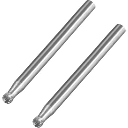 Uxcell 2pcs Tungsten Carbide Rotary Files 1/8" Shank 2mm 3mm 4mm 5mm 6mm Head Single Cut Ball Shape