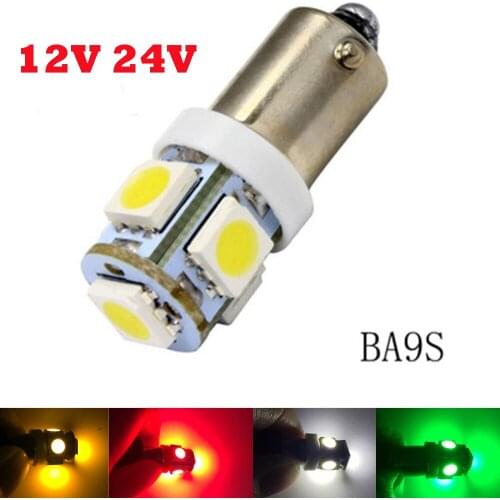 YSY 100pcs 12V 24V BA9S 5050 5 SMD LED BA9S T11 T4W H6W 233 Automotive Lamp Interior Light 5050 5SMD Dashboard