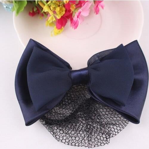 Black Bow Barrette Stylish Floral Lace Official Lady Hair Clip Cover Net Tulle Bowknot Bun Snood Women Hairgrip Headband Hairnet