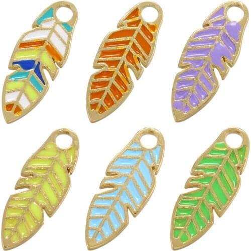 ZHUKOU enamel leaf pendant autumn leaves charms for women DIY handmade necklace earrings jewelry accessories wholesale VD975