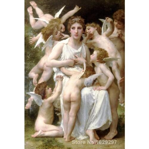 Famous portrait painting Assault by William Adolphe Bouguereau paintings Angels Hand painted High quality
