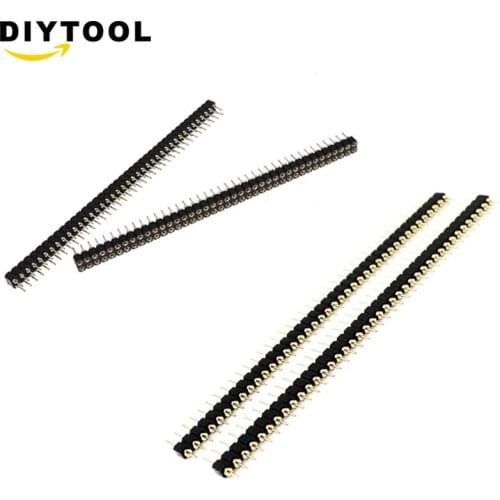 10PCS/LOT Gold Plated 2.54mm Male 40 Pin Single Double Row Straight Round Pin Header Strip