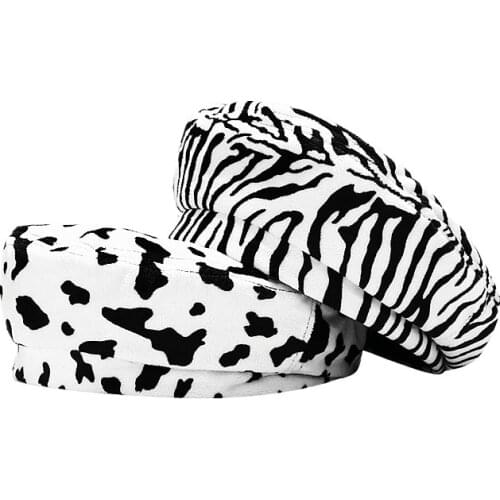 2020 Autumn Winter Cow pattern warm cotton Octagonal Hats for women and girl Berets Painter hat Beanie cap 12