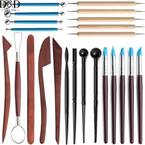 23pcs Polymer Clay Tools Modeling Clay Sculpting Tools Kits for Pottery Sculpture Include Wooden Dotting Tools&Rubber Tip Pens