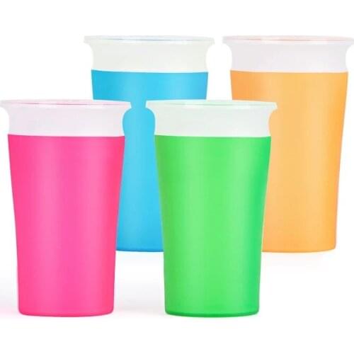 360 Degrees Can Be Rotated Baby Learning Drinking Cup With Double Handle Flip lid Leakproof Infants Water Cups Bottle