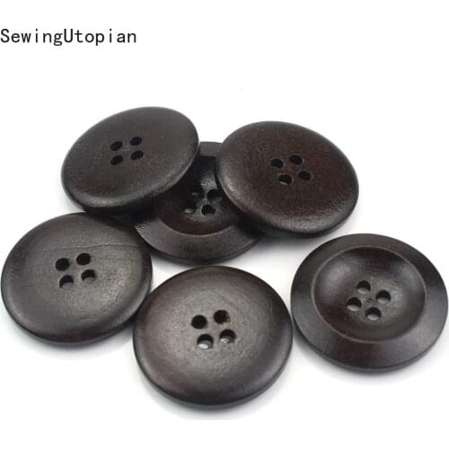 50PCS 4 Holes 30MM Natural Wood Pattern Sewing Wood Buttons Natural Wood DIY Clothing Sewing Decorative
