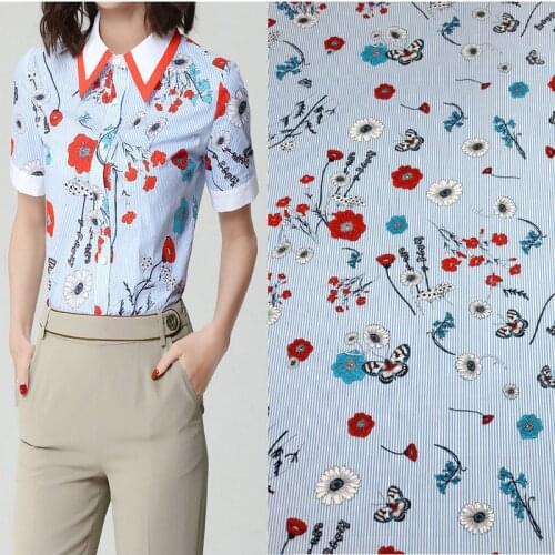 50x145cm natural 100% cotton striped printed fabric parent-child clothing shirt fabric cloth for dress material