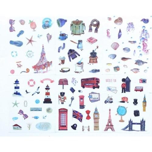 6 pcs/pack Travel Daily Decorative Stickers Scrapbooking Stick Label Diary Stationery Album Stickers