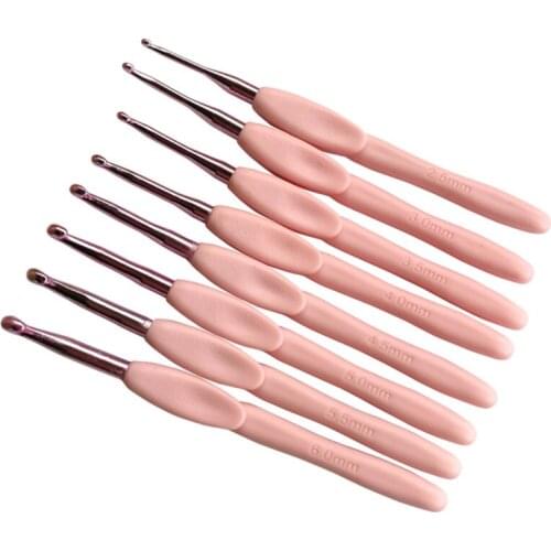 8PCS Multicolor Knitting Needles Soft Grip With Ergonomic Handle Crochet Hook Yarn Weave Crochet Needles DIY Craft Tools