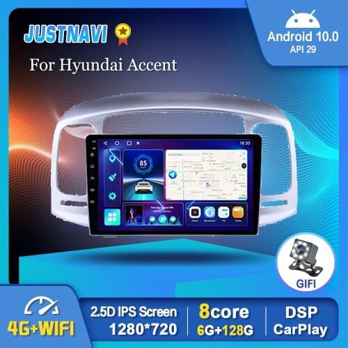 EKIY 9" 6G 128G Car Radio Android 10.0 Multimedia For Hyundai Accent 2006-2011 Carplay Auto DSP GPS Navigation 1280*720P No DVD