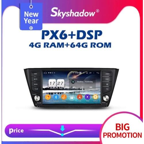 PX6 Car DVD Player DSP IPS Android 10 4G RAM + 64GB GPS Map RDS Auto Radio wifi Bluetooth 5.0 for VW Skoda Fabia 2015 2016 2017