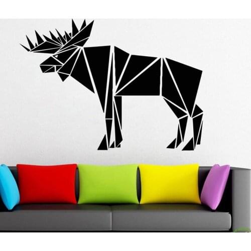 Bull Elk Full Body Decal Elk Geometric Animals, Car Stickers, Triangles, Lines Wall Decal Window Sticker Handmade Vinyl JH11