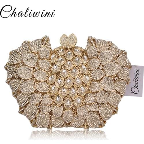 Chaliwin Diamond Stone handBag Luxury Women Evening Bags Designer Rewark Crystal Clutches Wedding With Chain Lady Party Purse