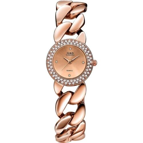 G&D Women Quartz Watch Luxury Rhinestone Crystal Dress Watches Bracelet Female Clock Reloj Mujer relogio feminino zegarek damski