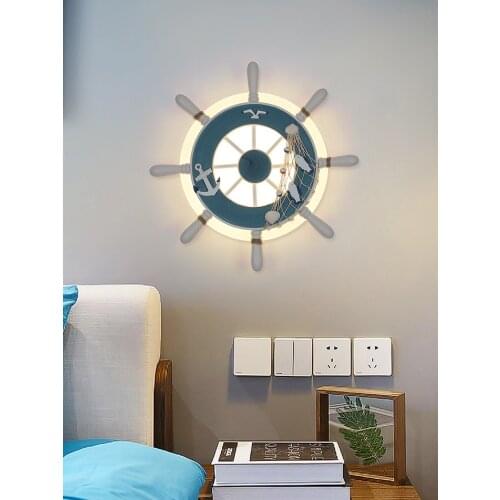 Childrens room wall lamp bedroom bedside modern hemp rope wall room cartoon personality creative decoration background