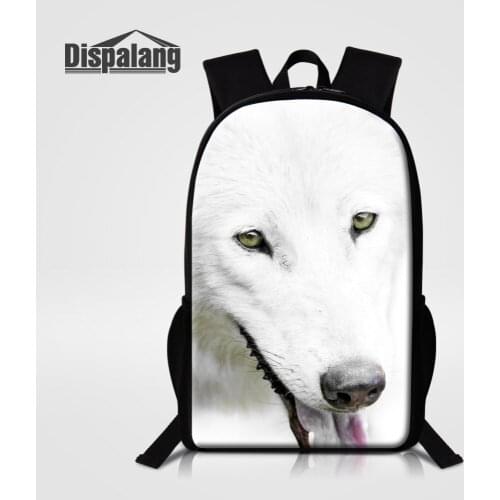 Dispalang Crazy Wolf School Bags for Kids Animal Print Schoolbag Mens Womens Backpack Teenager Girls Bookbags Casual Travel Bag