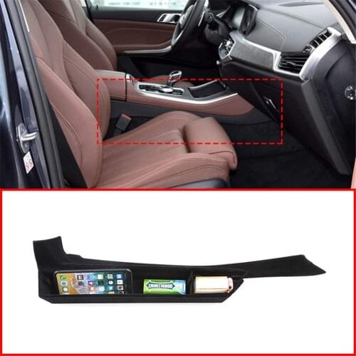 For BMW X5 G05 2019-2020, ABS Suede Car Seat Gap Stowing Storage Box Central Control Armrest Container Tray