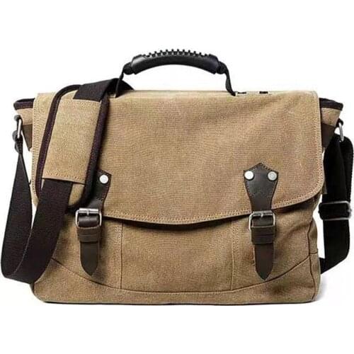 Meipitila canvas shoulder bag mens European and American leather computer bag multifunctional European and American handbag