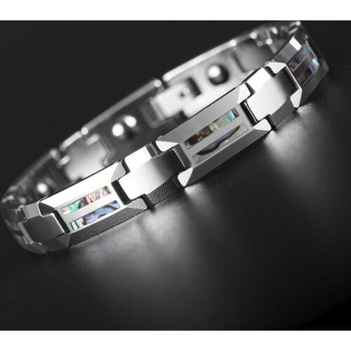 Good For Health Magnetic Bracelet Men Luxury Natural Shell Never Scratch Black Tungsten Steel Bracelets For Women Cross Jewelry