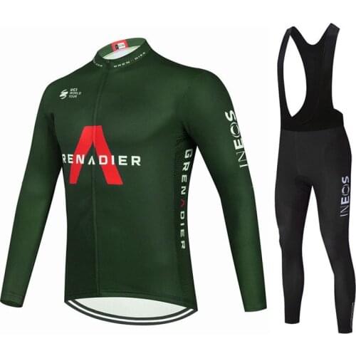 New Autumn 2021 Team IneosCycling Jersey 19D Bib Set MTB Uniform Bicycle Clothing Quick Dry Bike Clothes Mens Long Cycling Wear