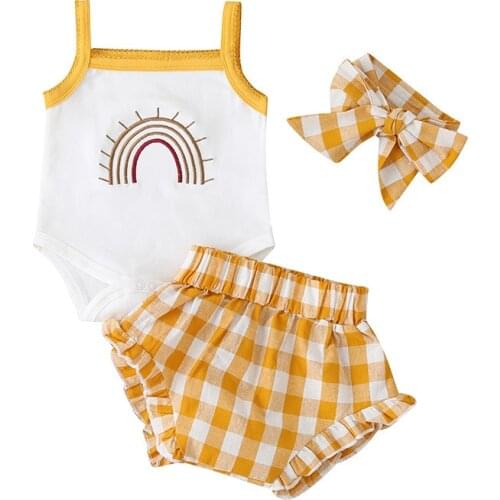 New Baby Sets Clothes Newborn Outfits 2021 Summer Fashion Cute Sleeveless Shorts Printing Kids Bow Princess Clothing Suits