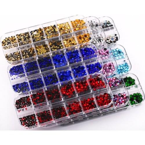 New Super Flash Nail Mixed Size Flat Color Manicure Rhinestone Decoration Bridal Manicure 12 Grids/Box
