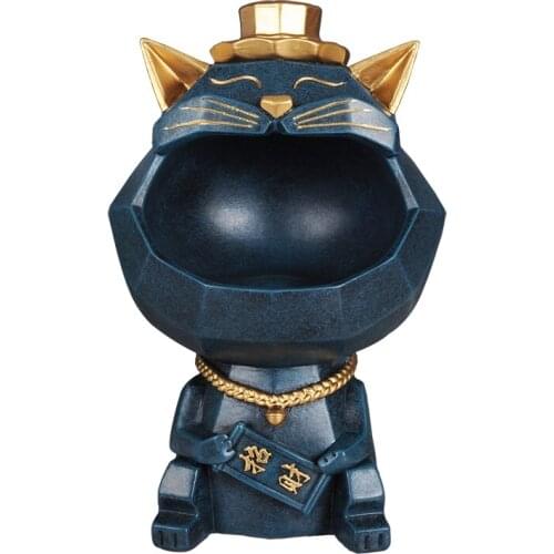 Resin Lucky Big Mouth Cat Storage Box Figurine Home Decor Sculpture Modern Art Ornamental Nordic Candy Storage Accessories